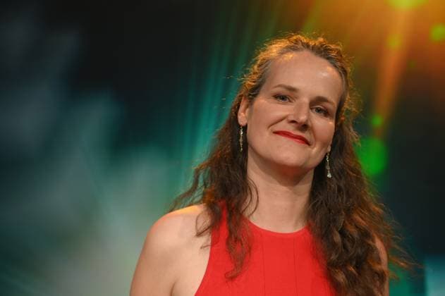 Editor Anne Jünemann, winner of Best Editing Fiction Cinema for her work on Behrooz Karamizades drama Empty Nets at the 34 German Camera Award ceremony