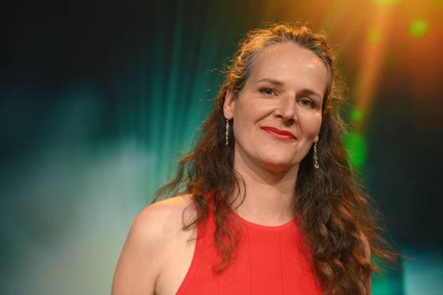 Editor Anne Jünemann, winner of Best Editing Fiction Cinema for her work on Behrooz Karamizades drama Empty Nets at the 34 German Camera Award ceremony