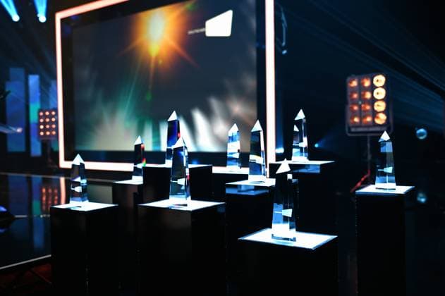 The awards are on stage at the ceremony 34 German Camera Award