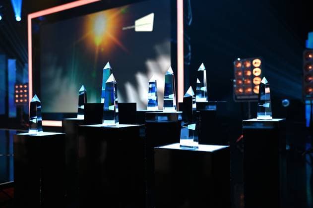 The awards are on stage at the ceremony 34 German Camera Award