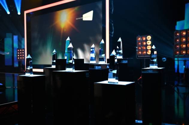 The awards are on stage at the ceremony 34 German Camera Award