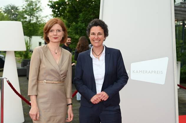 WDR Director Katrin Vernau and WDR Director Dominique Hoffmann, l r, attend the award ceremony 34 German Camera Award