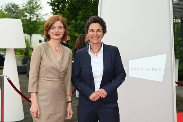 WDR Director Katrin Vernau and WDR Director Dominique Hoffmann, l r, attend the award ceremony 34 German Camera Award