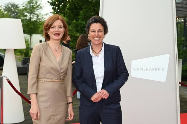 WDR Director Katrin Vernau and WDR Director Dominique Hoffmann, l r, attend the award ceremony 34 German Camera Award