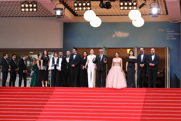 May 24, 2024, Cannes, Cote D azur, France: Mahsa Rostami, Soheila Golestani, MOHAMMAD RASOULOF and the cast and crew depart the red carpet after the Premier screening of The Seed of the Sacred Fig at the 77th Annual Cannes Film Festival at Palais des Festivals in Cannes, France Cannes France - ZUMAc179 20240524_zep_c179_114 Copyright: xMickaelxChavetx