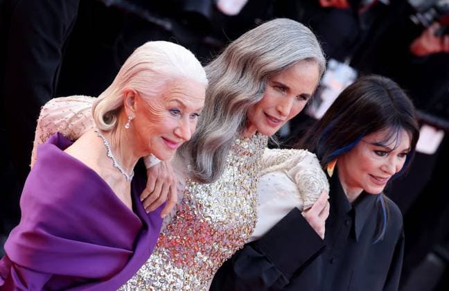 J MontÃ e des marches du film Â La plus prÃ cieuse des marchandises Â lors du 77eme Festival International du Film de Cannes Helen Mirren, Andie MacDowell, Iris Berben MontÃ e des marches du film Â La plus prÃ cieuse des marchandises Â lors du 77eme Festival International du Film de Cannes, au Palais des Festivals Ã Cannes On may 24th 2024 Jacovides Moreau Bestimage Red carpet of the movie Â The most precious of cargoes Â during the 77th Cannes International Film Festival at the Palais des Festivals in Cannes, France On may 24th 2024 Cannes France  Copyright: xJACOVIDES-MOREAUx xBESTIMAGExJACOVIDES-MOREAUx xBESTIMAGEx