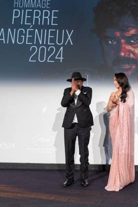 Cannes - Pierre Angenieux Prize Award Ceremony 2024 Pierre Angenieux Prize award ceremony with Santosh Sivan and Preity Zinta on stage during the 77th annual Cannes Film Festival at the Palais des Festivals, Saturday, May 24, 2024 in Cannes, France. Photo by Cyril Chateau ABACAPRESS.COM Cannes France  Copyright: xChateauxCyril ABACAx