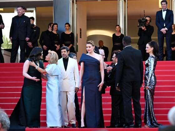 **Cannes, 77th Cannes Film Festival 2024, Final Night, Red Carpet Closing Ceremony. 77th Cannes Film Festival 2024, Final Night, Red Carpet Closing Ceremony. In the photo: the Jury Pierfrancesco Favino, Nadine Labaki, Lily Gladstone, President of the Jury Greta Gerwig, Juan Antonio Bayona, Eva Green, Omar Sy, Ebru Ceylan and Hirokazu Kore-eda Cannes France  Copyright: xIPA ABACAx