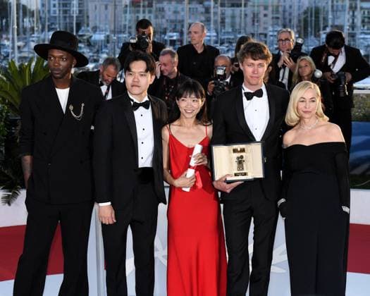Cannes, 77th Cannes Film Festival 2024, Palme D Or Winners Photocall Cannes, 77th Cannes Film Festival 2024, Palme D Or Winners Photocall Pictured: Baloji, Chiang Wei Liang, You Qiao Yin, Emmanuelle BÃ art, Halfdan Ullmann Tondel Cannes France  Copyright: xIPA ABACAx
