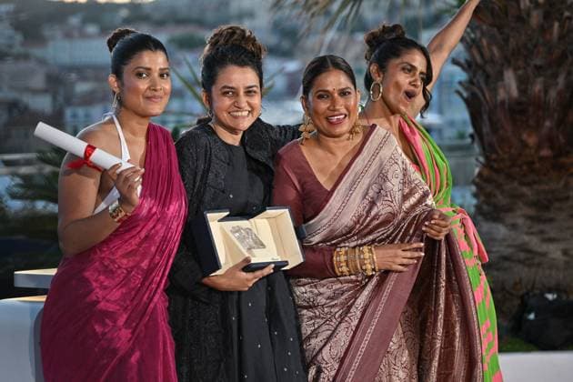 Cannes 2024 Winners Photocall Divya Prabha, Payal Kapadia, Chhaya Kadam and Kani Kusruti at the Winners Photocall during the 77th Cannes Film Festival in Cannes, France on May 25, 2024. Photo by Julien Reynaud APS-Medias ABACAPRESS.COM Cannes France  Copyright: xReynaudxJulien APS-Medias ABACAx