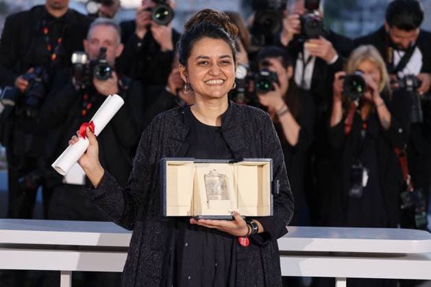 Cannes - Palme D Or Winners Photocall Payal Kapadia poses with the Grand Prix Award for All We Imagine As Light during the Palme D Or Winners Photocall at the 77th annual Cannes Film Festival at Palais des Festivals on May 25, 2024 in Cannes Photo by Shootpix ABACAPRESS.COM Cannes France  Copyright: xShootpix ABACAx