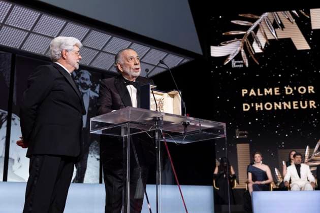 B CÃ rÃ monie de clÃ ture du 77eme Festival International du Film de Cannes au Palais des Festivals Ã Cannes George Lucas Palme d?or d?honneur , Francis Ford Coppola CÃ rÃ monie de clÃ ture du 77eme Festival International du Film de Cannes au Palais des Festivals Ã Cannes Le 25 mai 2024 Borde Jacovides Moreau Bestimage Closing ceremony of the 77th Cannes International Film Festival at the Palais des Festivals in Cannes, France On may 25th 2024 Cannes France  Copyright: xOLIVIERxBORDEx xBESTIMAGExOLIVIERxBORDEx xBESTIMAGEx