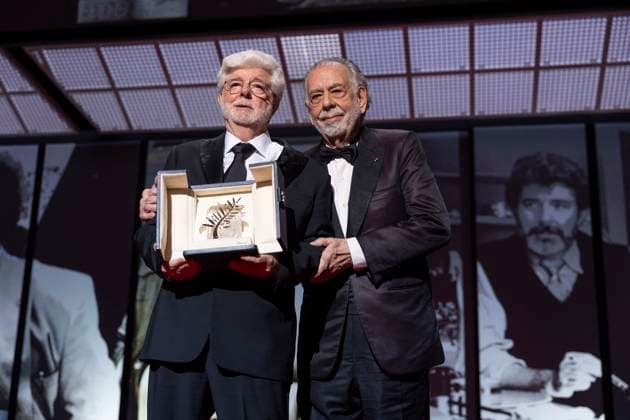 B CÃ rÃ monie de clÃ ture du 77eme Festival International du Film de Cannes au Palais des Festivals Ã Cannes George Lucas Palme d?or d?honneur , Francis Ford Coppola CÃ rÃ monie de clÃ ture du 77eme Festival International du Film de Cannes au Palais des Festivals Ã Cannes Le 25 mai 2024 Borde Jacovides Moreau Bestimage Closing ceremony of the 77th Cannes International Film Festival at the Palais des Festivals in Cannes, France On may 25th 2024 Cannes France  Copyright: xOLIVIERxBORDEx xBESTIMAGExOLIVIERxBORDEx xBESTIMAGEx
