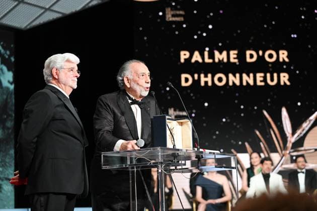 77eme Festival International du Film de Cannes Ceremonie de cloture 77th International Cannes Film Festival Closing ceremony 305533 2024 05 25 Cannes France Lucas, George Coppola, Francis Ford  Copyright: xSergexArnalx xStarfacex STAR_305533_040