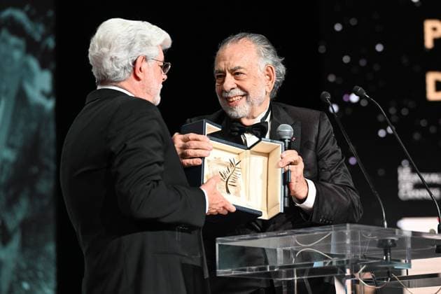 77eme Festival International du Film de Cannes Ceremonie de cloture 77th International Cannes Film Festival Closing ceremony 305533 2024 05 25 Cannes France Lucas, George Coppola, Francis Ford  Copyright: xSergexArnalx xStarfacex STAR_305533_043