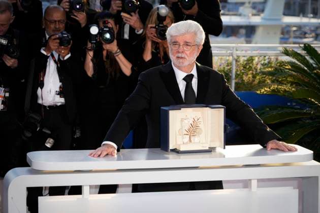 IPP Photo Daniele Cifala™ Cannes 25 05 2024 Palme D Or Winners Photocall The 77th Annual Cannes Film Festival in the photo US director George Lucas poses during a photocall with his Honorary Palme d Or Italy Photo Press World Copyright
