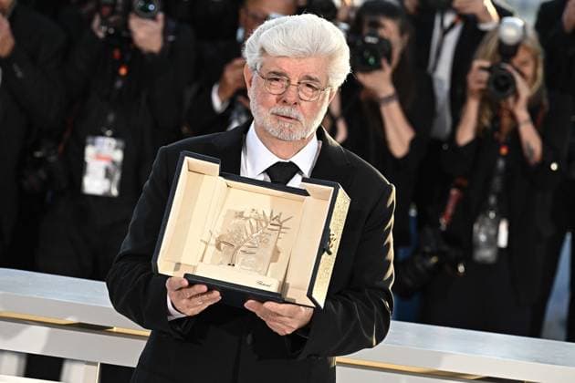 Annual Cannes Film Festival - Palme D Or Winners Photocall - Cannes DN George Lucas poses with the Honorary Palme D?Or Award during the Palme D Or Winners Photocall at the 77th annual Cannes Film Festival at Palais des Festivals on May 25, 2024 in Cannes, France. Photo by David NIVIERE ABACAPRESS.COM CANNES France  Copyright: xNivierexDavid ABACAPRESS.COMx