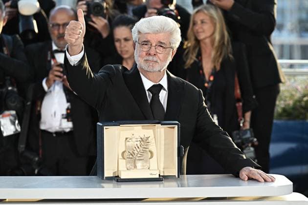Annual Cannes Film Festival - Palme D Or Winners Photocall - Cannes DN George Lucas poses with the Honorary Palme D?Or Award during the Palme D Or Winners Photocall at the 77th annual Cannes Film Festival at Palais des Festivals on May 25, 2024 in Cannes, France. Photo by David NIVIERE ABACAPRESS.COM CANNES France  Copyright: xNivierexDavid ABACAPRESS.COMx