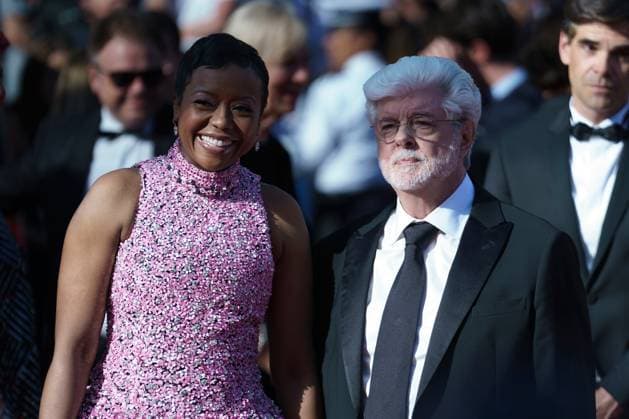 Cannes, France 25th May, 2024 George Lucas and Mellody Hobson attends the Red Carpet of the closing ceremony at the 77th annual Cannes Film Festival at Palais des Festivals on May 25, 2024 in Cannes, France CINEMA 77eme Festival de Cannes Red Carpet Closing Ceremony 25 05 2024 NorbertScanella Panoramic 