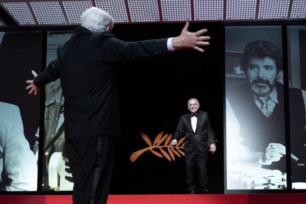 Annual Cannes Film Festival - Closing Ceremony - Cannes DN Francis Ford Coppola presents the Honorary Palme D?Or Award to George Lucas during the Closing Ceremony at the 77th annual Cannes Film Festival at Palais des Festivals on May 25, 2024 in Cannes, France. Photo by David NIVIERE ABACAPRESS.COM CANNES France  Copyright: xNivierexDavid ABACAPRESS.COMx