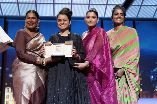 Annual Cannes Film Festival - Closing Ceremony - Cannes DN Kani Kusruti, Chhaya Kadam, Divya Prabha and Payal Kapadia accept the Grand Prix Award onstage for All We Imagine As Light during the Closing Ceremony at the 77th annual Cannes Film Festival at Palais des Festivals on May 25, 2024 in Cannes, France. CANNES France  Copyright: xNivierexDavid ABACAPRESS.COMx