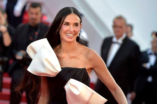 Demi Moore attends the Red Carpet of the closing ceremony at the 77th annual Cannes Film Festival at Palais des Festivals on Saturday, May 25, 2024 in Cannes, France.  CAN20240525209 RoccoxSpaziani