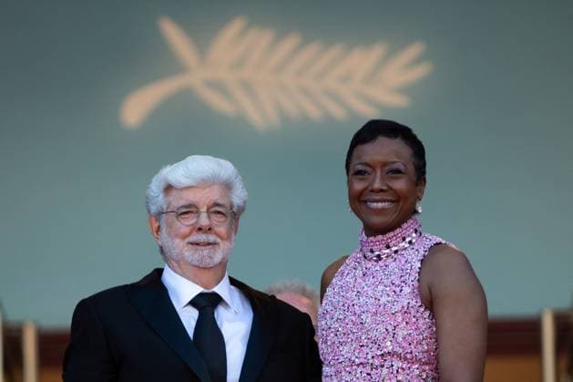 Cannes Closing Red Carpet Georges Lucas and Mellody Hobson attending the Closing Red Carpet of the 77th Cannes International Film Festival in Cannes, France on May 25, 2024. Photo by Aurore Marechal ABACAPRESS.COM Cannes France  Copyright: xMarechalxAurore ABACAx