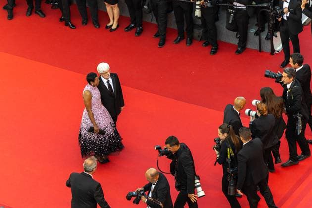 Cannes - Closing Ceremony Arrivals Mellody Hobson and George Lucas attends the Red Carpet of the closing ceremony at the 77th annual Cannes Film Festival at Palais des Festivals on May 25, 2024 in Cannes, France. Photo by Cyril Chateau ABACAPRESS.COM Cannes France  Copyright: xChateauxCyril ABACAx