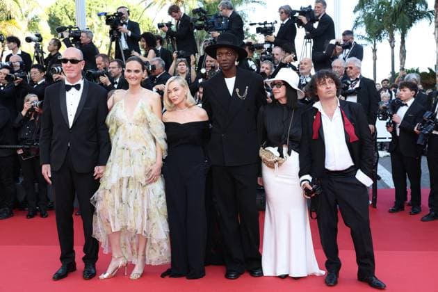 Cannes - Closing Ceremony Arrivals Members of the Camera d Or jury French deputy general manager HR and support TSF cinema Pascal Buron, Belgian director, screenwriter Zoe Wittock, French actress, director, producer and President of the Camera d Or jury Emmanuelle Beart, Congolese and Belgian director, songwriter, artistic director and President of the Camera d Or jury Baloji, French cinema section head ebra, treasurer sfcc Nathalie Chifflet and French director of photography Gilles Porte arrive for the Closing Ceremony of the 77th edition of the Cannes Film Festival in Cannes, southern France, on May 25, 2024. Photo by Shootpix ABACAPRESS.COM Cannes France  Copyright: xShootpix ABACAx