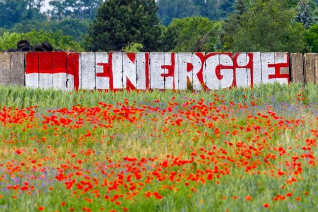 Energie Cottbus Symbolfoto DEU Deutschland Brandenburg Schorbus, 27.05.2024, Energie Cottbus, Symbolfoto. Der Schriftzug ENERGIE (FC Energie Cottbus) ist als Grafity nahe der Ortschaft Schorbus bei Cottbus auf einem Feld an eine Mauer gesprueht, *** Energie Cottbus symbol photo DEU Germany Brandenburg Schorbus, 27 05 2024, Energie Cottbus, symbol photo The lettering ENERGIE FC Energie Cottbus is sprayed as a graphic on a wall in a field near the village of Schorbus near Cottbus, AF_Schorbus_69693.jpeg