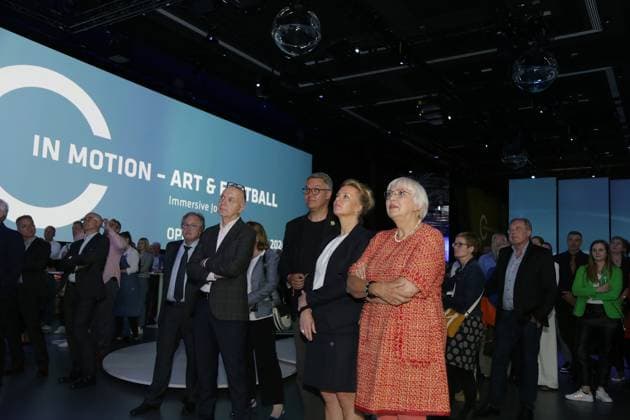 27 05 2024 Dortmund, opening of special exhibition In Motion Art Football The immersive show will be open to the public from 28 May in the arena of the DFB Football Museum It will run until January 2025 Minister of State for Culture Claudia Roth right , Minister for Culture and Science of the State