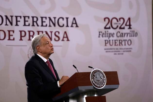 Mexico s President. Andres Manuel Lopez Obrador, speaking about the election day, invited citizens to cast their vote, during a briefing conference at National Palace. Mexico City Mexico - ZUMAe321 20240527_zia_e321_008 Copyright: xLuisxBarronx