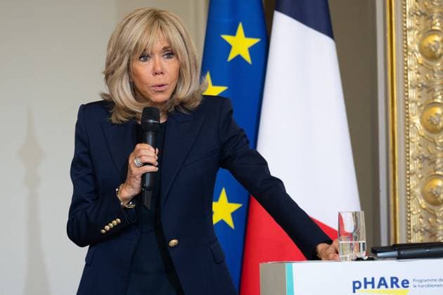 Award ceremony No to bullying at the Elysee - Paris French First Lady Brigitte Macron during the award ceremony No to bullying rewarding students involved in the fight againt cyberbullying at the French Elysee Presidential Palace, in Paris on May 29, 2024. Photo by Raphael Lafargue ABACAPRESS.COM Paris France  Copyright: xLafarguexRaphael ABACAx