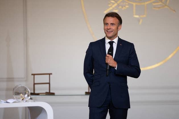 Award ceremony No to bullying at the Elysee - Paris French President Emmanuel Macron during the award ceremony No to bullying rewarding students involved in the fight againt cyberbullying at the French Elysee Presidential Palace, in Paris on May 29, 2024. Photo by Raphael Lafargue ABACAPRESS.COM Paris France  Copyright: xLafarguexRaphael ABACAx