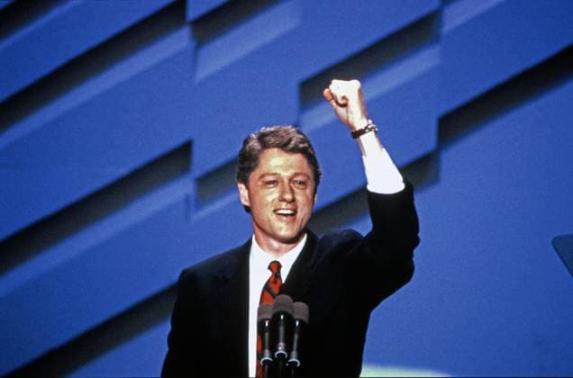 Clinton Speaks at 1988 Democratic National Convention Governor Bill Clinton (Democrat of Arkansas) nominates Governor Michael Dukakis (Democrat of Massachusetts), to be the1988 Democratic Party nominee for President of the United States, at the 1988 Democratic National Convention in the Omni Coliseum in Atlanta, Georgia on July 21, 1988. Credit: Arnie Sachs CNP Atlanta Georgia United States of America EDITORIAL USE ONLY Copyright: xx ArniexSachsx-xCNPx cnpphotos263331