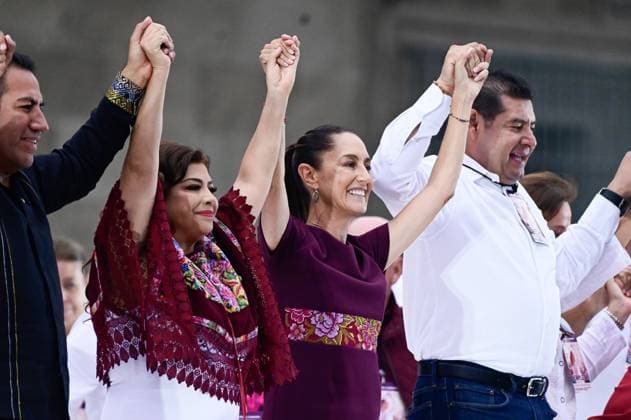 Claudia Sheinbaum Closing Campaign The Candidate for the presidency of Mexico, Claudia Sheinbaum Pardo by Juntos Hagamos Historia alliance attending the closing of the political campaign in the main square of Mexico. on May 29, 2024 in Mexico City, Mexico. Mexico City CDMX Mexico Copyright: xCarlosxTischlerx