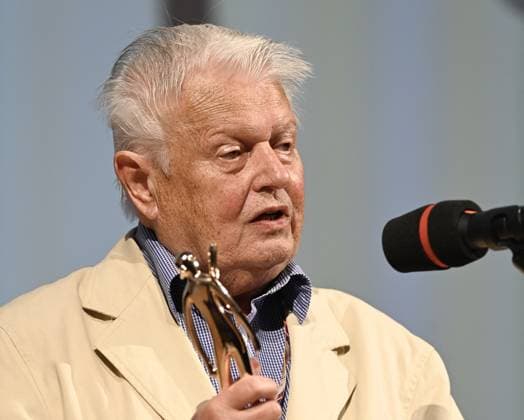 Czech film director Hynek Bocan receives the Golden Slipper award for outstanding contribution to Czech film at the 64th Zlin Film Festival, international film festival for children and youth, in Zlin, Czech Republic, on May 30, 2024. (CTKxPhoto DaliborxGluck) CTKPhotoP2024053008450  CTKPhotoP2024053008450
