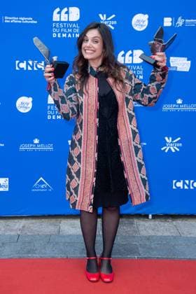 Vierzon Winners Photocall Margherita Vicario posing with her Award as Best Director for the movie Gloria during the Winners Photocall as part of the Festival du Film de Demain in Vierzon, France on June 02, 2024. Photo by Aurore Marechal ABACAPRESS.COM Vierzon France  Copyright: xMarechalxAurore ABACAx