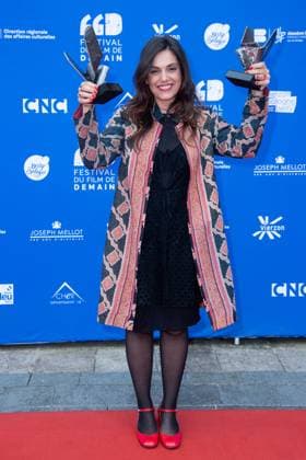 Vierzon Winners Photocall Margherita Vicario posing with her Award as Best Director for the movie Gloria during the Winners Photocall as part of the Festival du Film de Demain in Vierzon, France on June 02, 2024. Photo by Aurore Marechal ABACAPRESS.COM Vierzon France  Copyright: xMarechalxAurore ABACAx