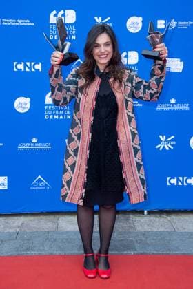 Vierzon Winners Photocall Margherita Vicario posing with her Award as Best Director for the movie Gloria during the Winners Photocall as part of the Festival du Film de Demain in Vierzon, France on June 02, 2024. Photo by Aurore Marechal ABACAPRESS.COM Vierzon France  Copyright: xMarechalxAurore ABACAx