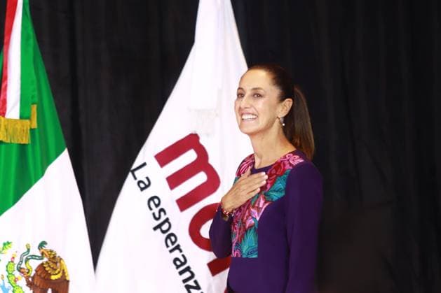 Candidate of Presidency of Mexico, Claudia Sheinbaum Pardo speaks during a press conference , after National Electoral Institute (INE) announce the the result of the Preliminary Electoral Results Program with 58% of votes, she was virtual winner. on June 3, 2024 in Mexico City, Mexico. Mexico City Mexico - ZUMAe321 20240603_zia_e321_005 Copyright: xCarlosxSantiagox