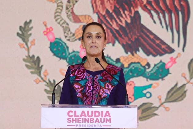 Candidate of Presidency of Mexico, Claudia Sheinbaum Pardo speaks during a press conference , after National Electoral Institute (INE) announce the the result of the Preliminary Electoral Results Program with 58% of votes, she was virtual winner. on June 3, 2024 in Mexico City, Mexico. Mexico City Mexico - ZUMAe321 20240603_zia_e321_009 Copyright: xCarlosxSantiagox