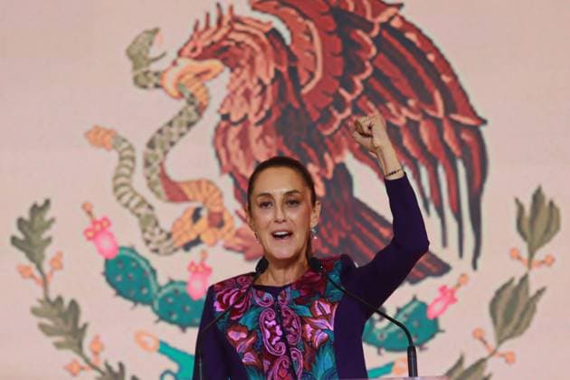 Candidate of Presidency of Mexico, Claudia Sheinbaum Pardo speaks during a press conference , after National Electoral Institute (INE) announce the the result of the Preliminary Electoral Results Program with 58% of votes, she was virtual winner. on June 3, 2024 in Mexico City, Mexico. Mexico City Mexico - ZUMAe321 20240603_zia_e321_014 Copyright: xCarlosxSantiagox