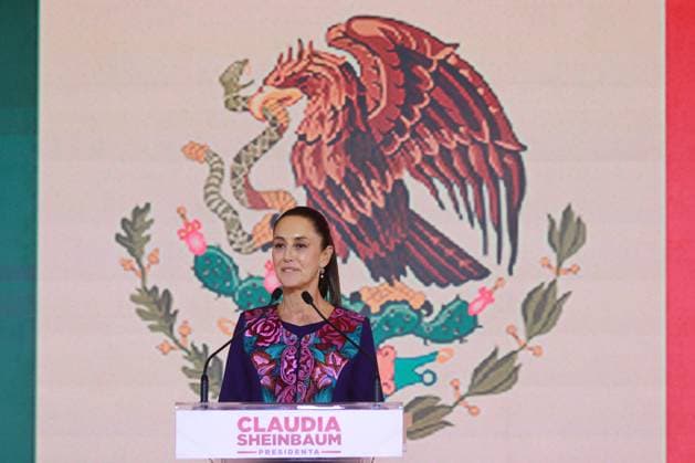 Candidate of Presidency of Mexico, Claudia Sheinbaum Pardo speaks during a press conference , after National Electoral Institute (INE) announce the the result of the Preliminary Electoral Results Program with 58% of votes, she was virtual winner. on June 3, 2024 in Mexico City, Mexico. Mexico City Mexico - ZUMAe321 20240603_zia_e321_006 Copyright: xCarlosxSantiagox