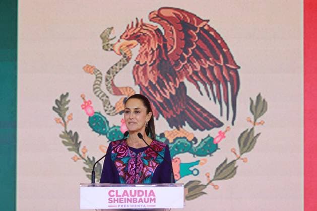 Sheinbaum Wins Presidential Election - Mexico Candidate of Presidency of Mexico, Claudia Sheinbaum Pardo speaks during a press conference , after National Electoral Institute (INE) announce the the result of the Preliminary Electoral Results Program with 58% of votes, she was virtual winner. on June 3, 2024 in Mexico City, Mexico. Photo by Carlos Santiago Eyepix Group ABACAPRESS.COM Mexico City Mexico  Copyright: xEyepix ABACAx
