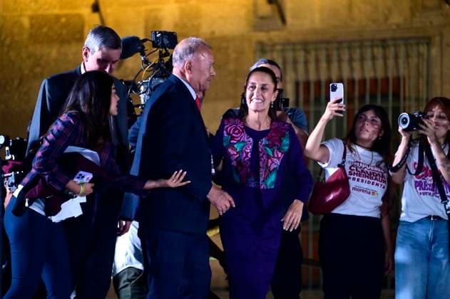 Claudia Sheinbaum Give Message After Won Mexico™s General Election 61-year-old, Candidate for Presidency of Mexico, Claudia Sheinbaum Pardo, gives a message to her supporters to celebrate her victory after know the electoral preliminary results of of Mexico s general election. Claudia Sheinbaum won with won around 58% of votes, according the preliminary electoral results that release on Monday. on June 3, 2024 in Mexico City, Mexico. (Photo by Carlos Tischler Eyepix Group) Copyright: xCarlosxTischler xEyepixxGroupx CT_03062024_121812