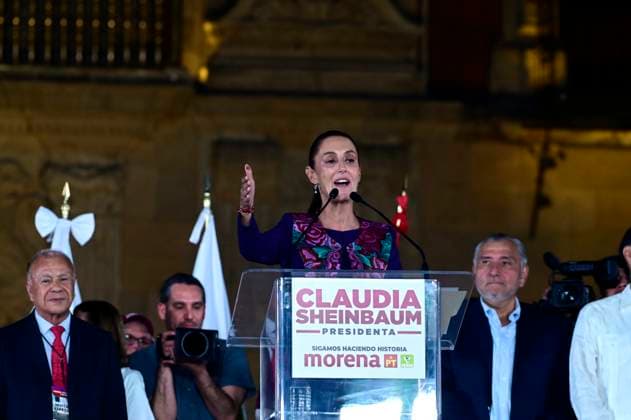 Claudia Sheinbaum Give Message After Won Mexico™s General Election 61-year-old, Candidate for Presidency of Mexico, Claudia Sheinbaum Pardo, gives a message to her supporters to celebrate her victory after know the electoral preliminary results of of Mexico s general election. Claudia Sheinbaum won with won around 58% of votes, according the preliminary electoral results that release on Monday. on June 3, 2024 in Mexico City, Mexico. (Photo by Carlos Tischler Eyepix Group) Copyright: xCarlosxTischler xEyepixxGroupx CT_03062024_121824