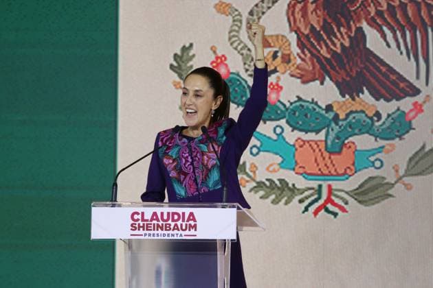 Claudia Sheinbaum Announce Her Victory To Media Candidate for Presidency of Mexico by Juntos Hagamos Historia coalition, Claudia Sheinbaum Pardo, offers a press conference to announce her win after preliminary results were released by Electoral National Institute (INE) on Monday. on June 3, 2024 in Mexico City, Mexico. (Photo by Jose Luis Torales Eyepix Group) Copyright: xJosexLuisxTorales xEyepixxGroupx JLT_03062024_121868