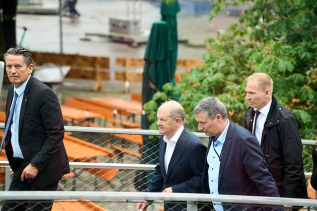 Munich, Bavaria, Germany - June 3, 2024: Federal Chancellor Olaf Scholz visits the Olympic Park in Munich, Bavaria on the occasion of UEFA EURO 2024