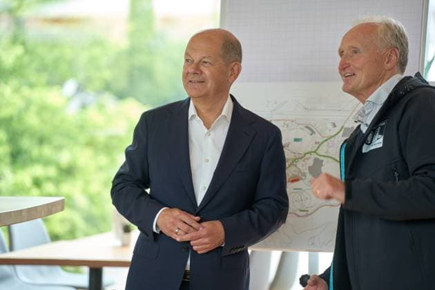 Munich, Bavaria, Germany - June 3, 2024: Federal Chancellor Olaf Scholz visits the Olympic Park in Munich, Bavaria on the occasion of UEFA EURO 2024